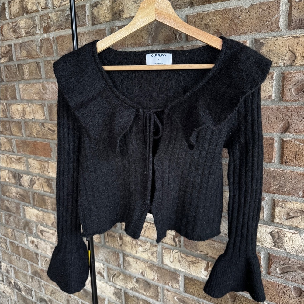 Old Navy Wool-Blend Ruffle Tie-Front Cropped Cardigan Size M - Picture 7 of 13